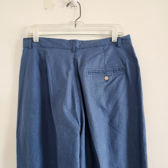 Milano Steel Blue Linen Front Zip, Pockets, Pants Size 16 - Picture 8 of 12